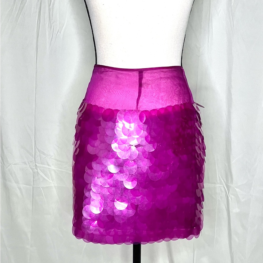 Stella McCartney Fuchsia Sparkles Huge Sequin Disco Mini Skirt, Size 42